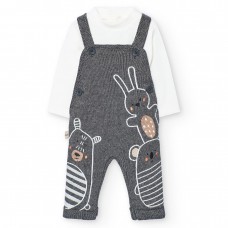 BOBOLI σαλοπέτα σετ βρεφική 122140-8116 γκρι